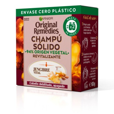 ORIGINAL REMEDIES champú sólido revitalizante de jengibre 60 gr