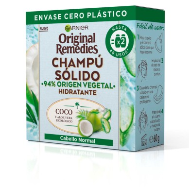 ORIGINAL REMEDIES champú sólido hidratante de coco 60 gr