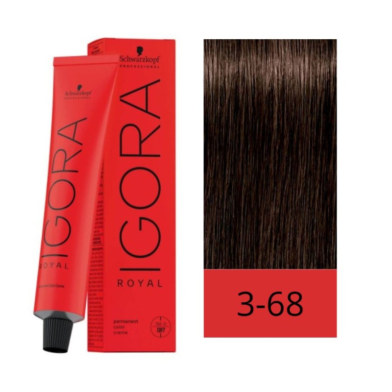 SCHWARZKOPF TINTE IGORA ROYAL 3-68 CASTAÑO OSCURO MARRÓN ROJO