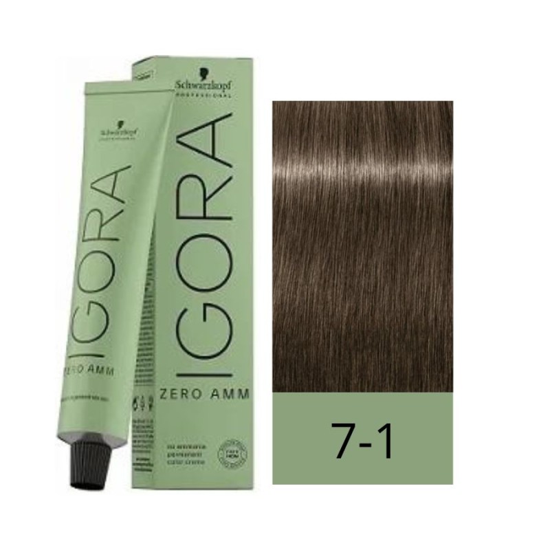Schwarzkopf Zero Amm Tinte Sin Amoniaco 7-1 Rubio Medio Ceniza 60 ml