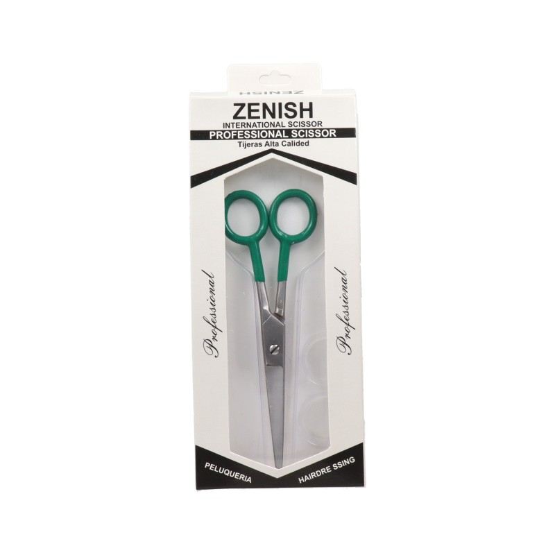 Zenish Tijera Profesional Metal Silver Mango Verde 7"