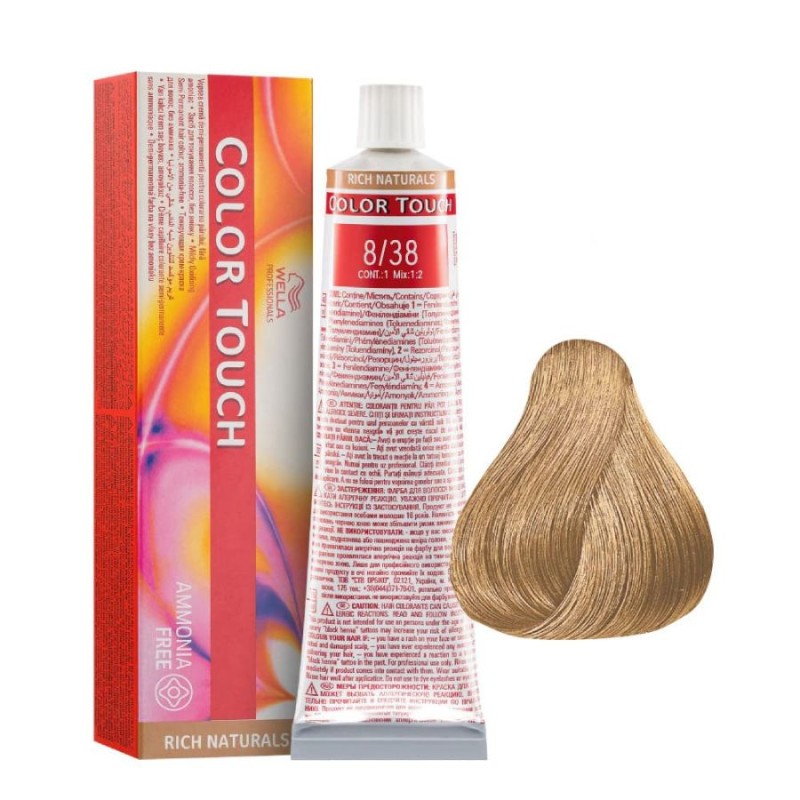 Wella COLOR TOUCH RICH NATURAL ammonia free 8/38 Rubio Claro Dorado Perla 60 ml