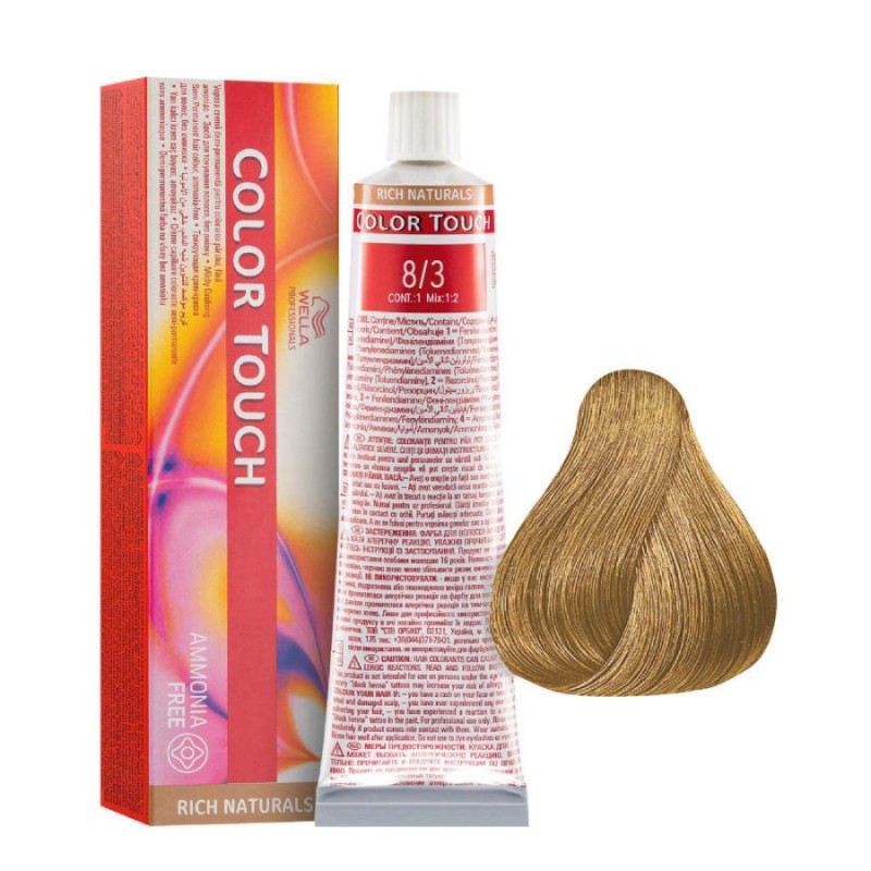 Wella COLOR TOUCH RICH NATURAL ammonia free 8/3 Rubio Claro Dorado 60 ml