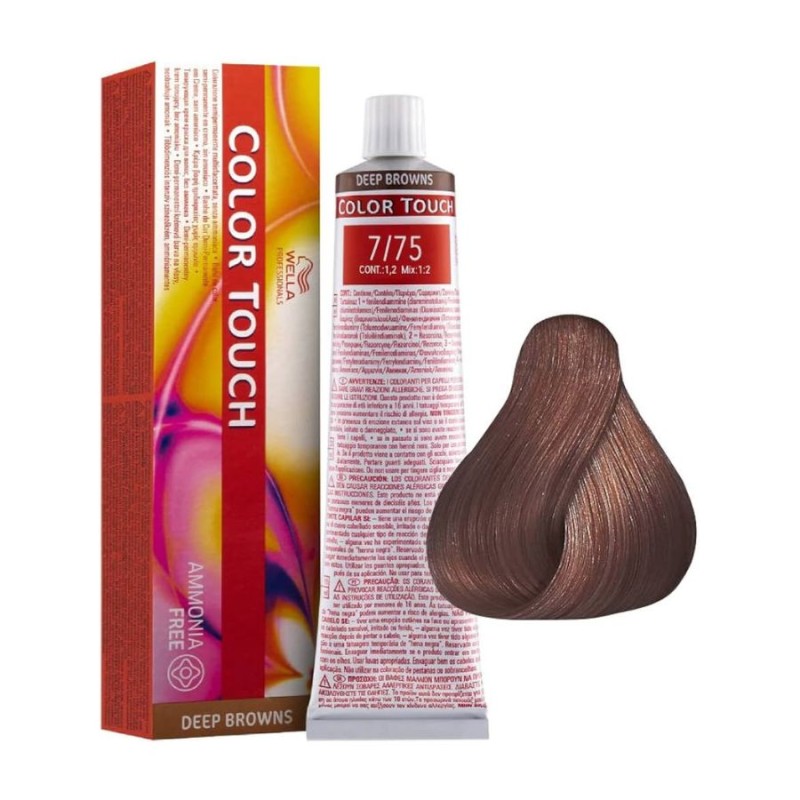 Wella COLOR TOUCH DEEP BROWNS ammonia free 7/75 Rubio Medio Marrón Caoba 60 ml