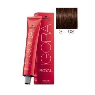 SCHWARZKOPF TINTE IGORA ROYAL 3-68 CASTAÑO OSCURO MARRÓN ROJO + OXIGENADA