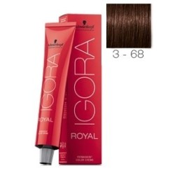 SCHWARZKOPF TINTE IGORA ROYAL 3-68 CASTAÑO OSCURO MARRÓN ROJO + OXIGENADA