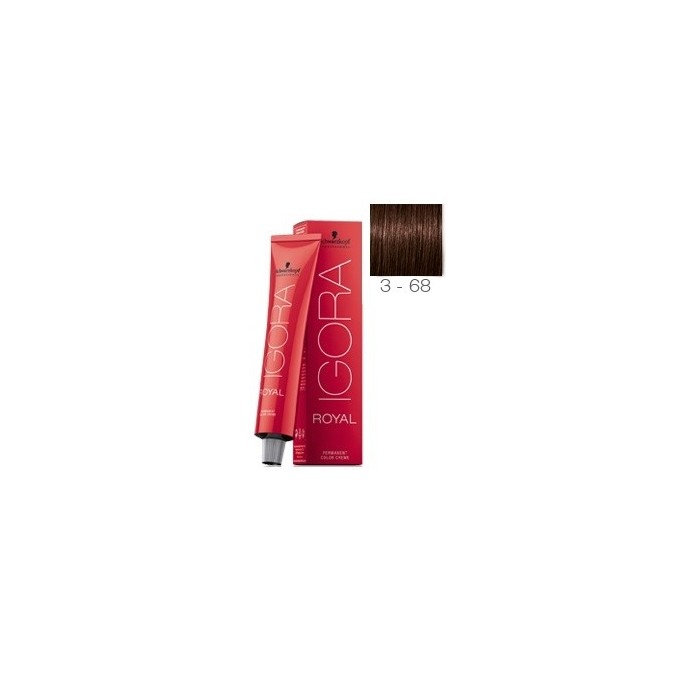 SCHWARZKOPF TINTE IGORA ROYAL 3-68 CASTAÑO OSCURO MARRÓN ROJO + OXIGENADA