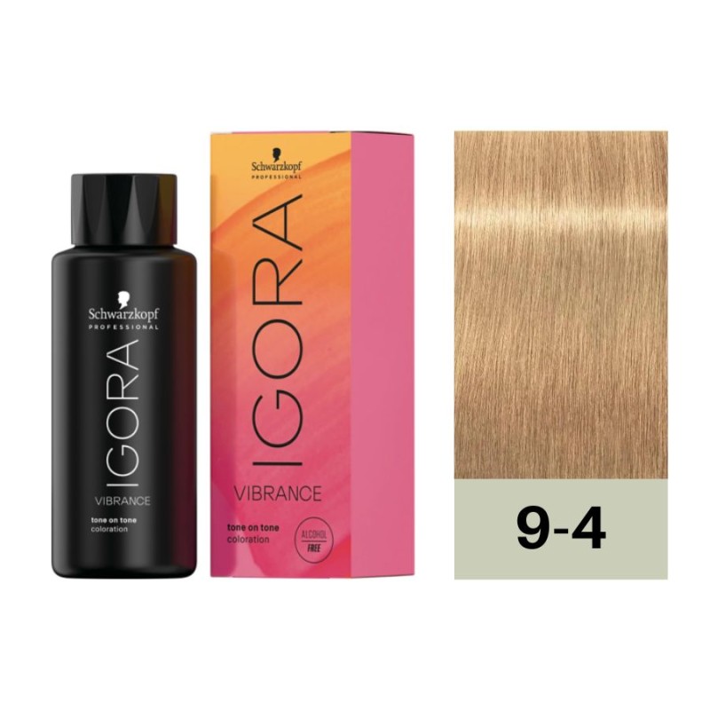 Schwarzkopf Igora Vibrance Baño De Color 9-4 Rubio Muy Claro Beige 60 ml (sin alcohol)