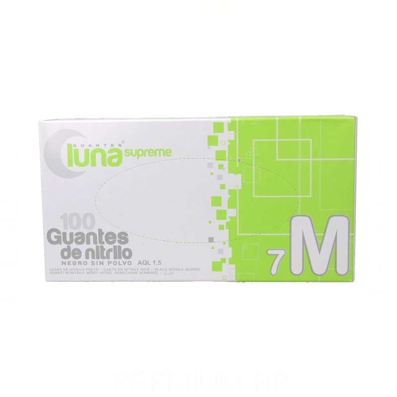 Luna Guantes Nitrilo Negro 100 U S/Polvo Mediano