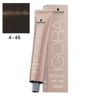 SCHWARZKOPF TINTE IGORA ROYAL NUDE TONES 4-46 CASTAÑO MEDIO BEIGE CHOCOLATE + OXIGENADA DE REGALO