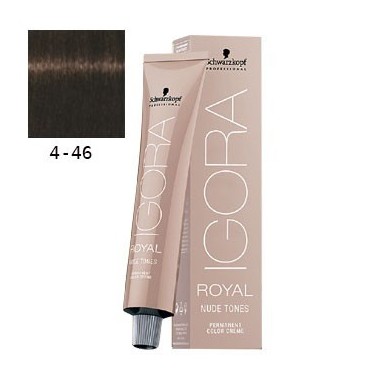 SCHWARZKOPF TINTE IGORA ROYAL NUDE TONES 4-46 CASTAÑO MEDIO BEIGE CHOCOLATE + OXIGENADA DE REGALO