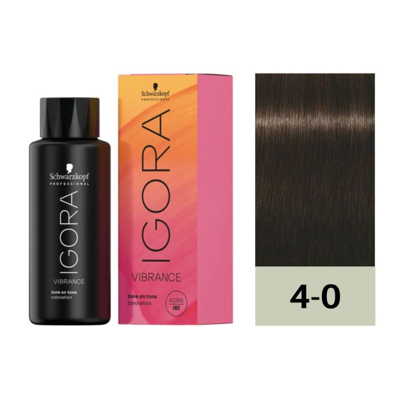 Schwarzkopf Igora Vibrance 4-0 Castaño Medio Natural 60 ml Baño de Color (Sin Alcohol)