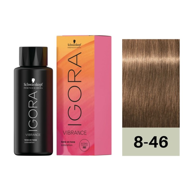 Schwarzkopf Igora Vibrance 8-46 Rubio Claro Beige Chocolate 60 ml (Sin Alcohol)