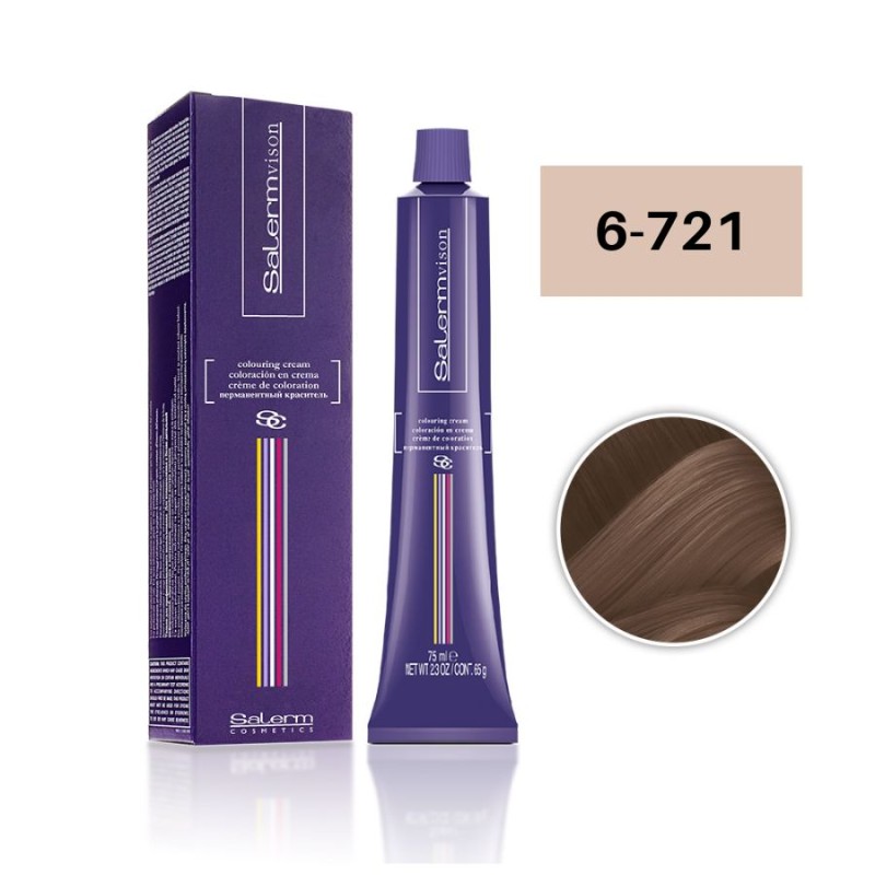 Salerm Tinte Salermvison 6-721 Rubio Oscuro Marrón Perlado Ceniza 75 ml