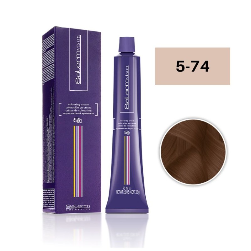 Salerm Tinte Salermvison 5-74 Castaño Claro Marrón Cobrizo 75 ml