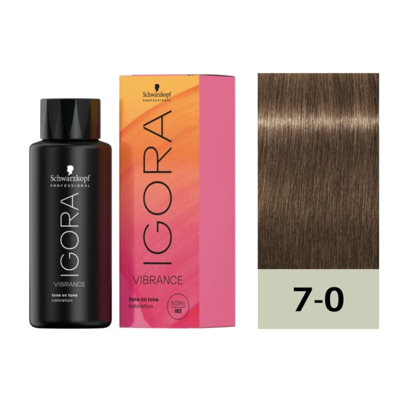 Schwarzkopf Igora Vibrance 7-0 Rubio Medio Natural 60 ml Baño de Color (Sin Alcohol)