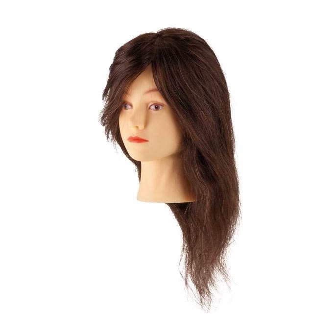 STEINHART Cabeza maniqui de cabello humano 100%  natural Castaño 45 cm