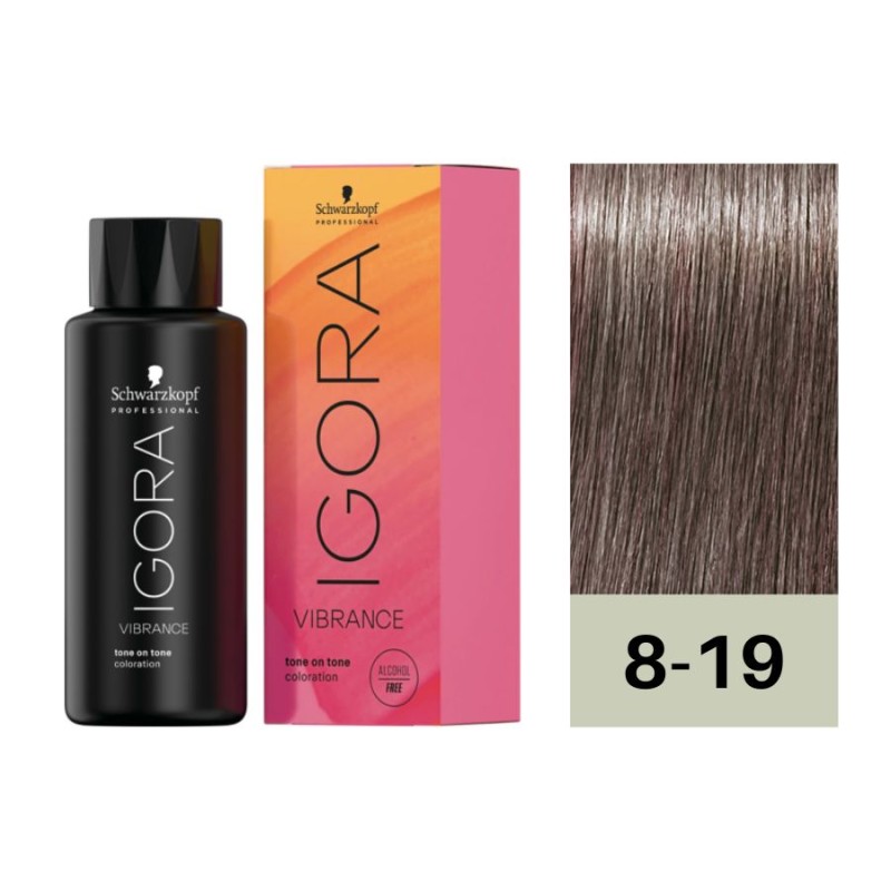 Schwarzkopf Igora Vibrance 8-19 Rubio Claro Ceniza Violeta 60 ml (Sin Alcohol)