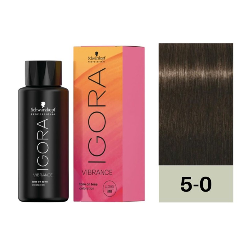 Schwarzkopf Igora Vibrance Baño de Color 5-0 Castaño Claro 60 ml (Sin Alcohol)