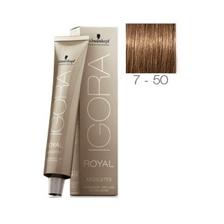 SCHWARZKOPF IGORA ROYAL ABSOLUTES 7-50 RUBIO MEDIO DORADO NATURAL + OXIGENADA 30 VOL.