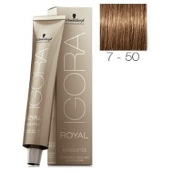 SCHWARZKOPF IGORA ROYAL ABSOLUTES 7-50 RUBIO MEDIO DORADO NATURAL + OXIGENADA 30 VOL.