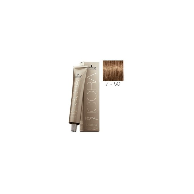 SCHWARZKOPF IGORA ROYAL ABSOLUTES 7-50 RUBIO MEDIO DORADO NATURAL + OXIGENADA 30 VOL.