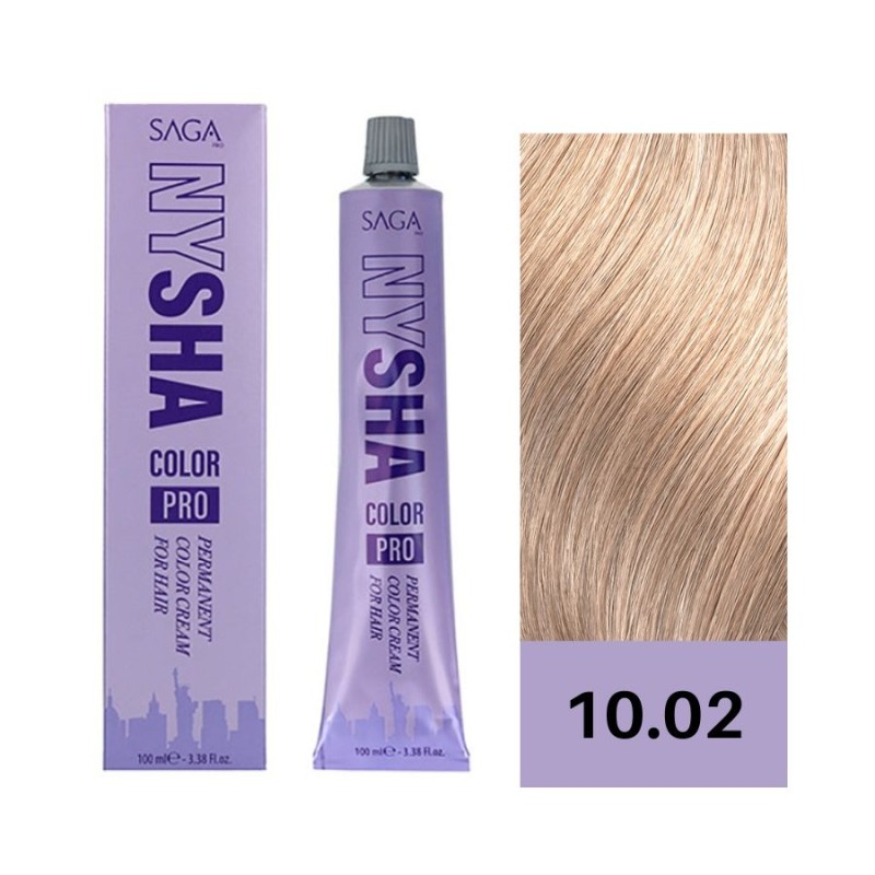 Saga Nysha Color Pro Tinte 10-02 Rubio Platino Perla 100 ml