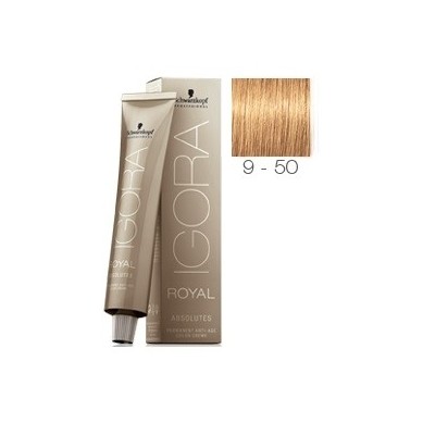 SCHWARZKOPF IGORA ROYAL ABSOLUTES 9-50 RUBIO MUY CLARO DORADO NATURAL + OXIGENADA 30 VOL.