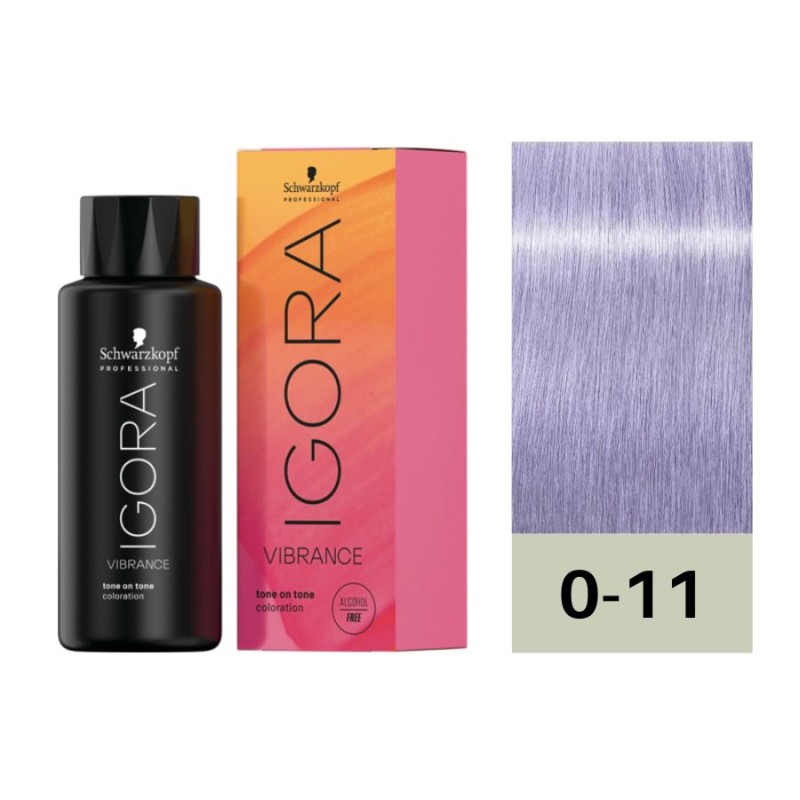 Schwarzkopf Igora Vibrance 0-11 Concentrado Ceniza 60 ml Baño de Color (sin Alcohol)