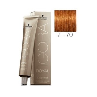 SCHWARZKOPF IGORA ROYAL ABSOLUTES 7-70 RUBIO MEDIO COBRIZO NATURAL + OXIGENADA 30 VOL.