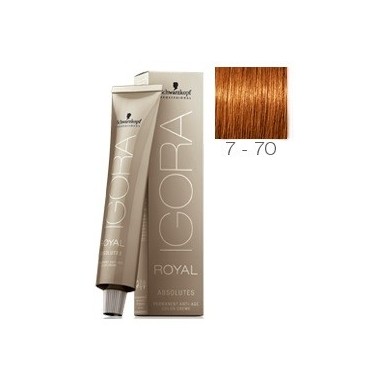 SCHWARZKOPF IGORA ROYAL ABSOLUTES 7-70 RUBIO MEDIO COBRIZO NATURAL + OXIGENADA 30 VOL.