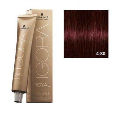 SCHWARZKOPF IGORA ROYAL ABSOLUTES 4-80 CASTAÑO MEDIO ROJO NATURAL + OXIGENADA 30 VOL.