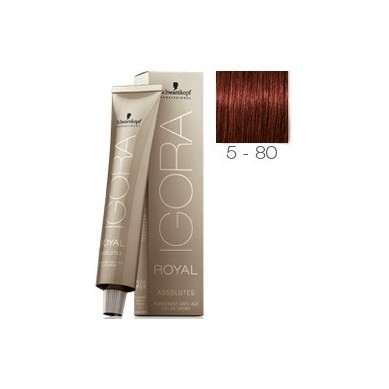 SCHWARZKOPF IGORA ROYAL ABSOLUTES 5-80 CASTAÑO CLARO ROJO NATURAL + OXIGENADA 30 VOL.