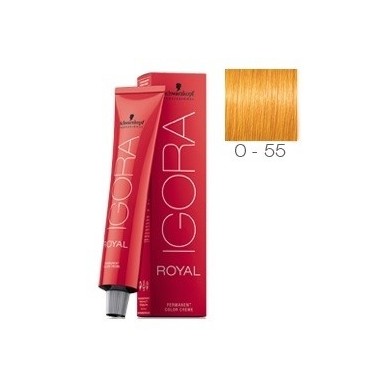 SCHWARZKOPF TINTE IGORA ROYAL 0-55 TONO DE MEZCLA DORADO + OXIGENADA