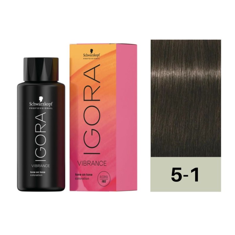 Schwarzkopf Igora Vibrance 5-1 Castaño Claro Ceniza 60 ml Baño de Color (Sin Alcohol)