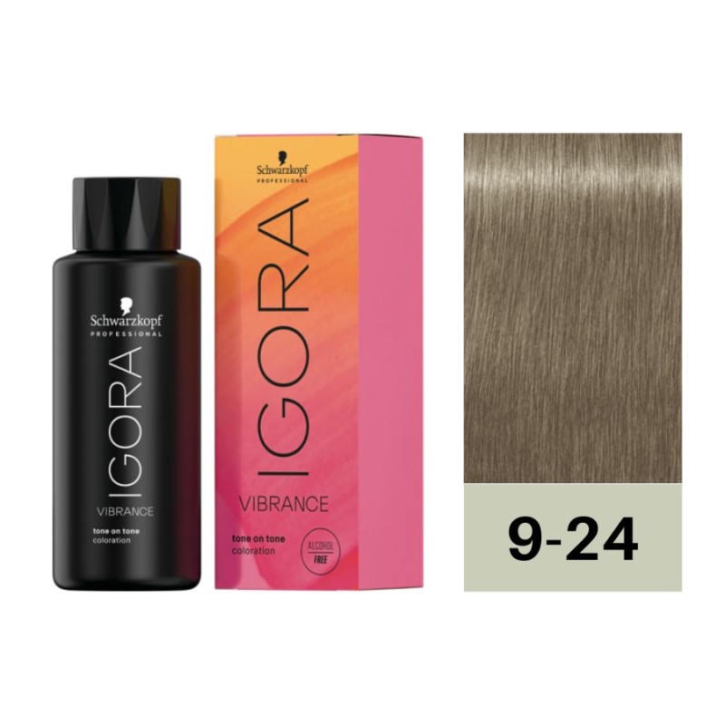 Schwarzkopf Igora Vibrance 9-24 Rubio Muy Claro Humo Beige 60 ml (Sin Alcohol)