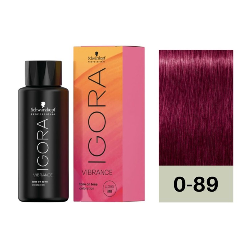 Schwarzkopf Igora Vibrance 0-89 Concentrado Rojo Violeta 60 ml Baño de Color (sin Alcohol)