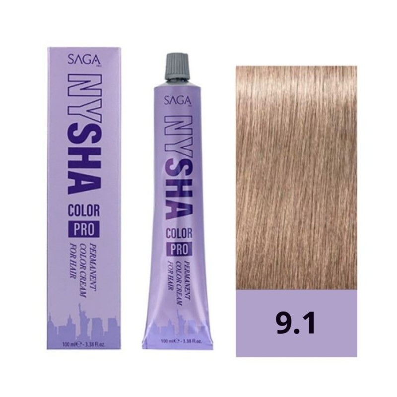Saga Nysha Tinte Color Pro 9.1 Rubio Clarísimo Ceniza 100 ml