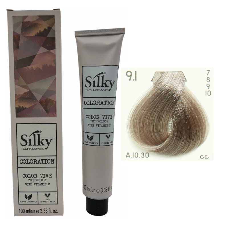 Silky Tinte de pelo 9-1 Rubio Muy Claro Ceniza 100 ml