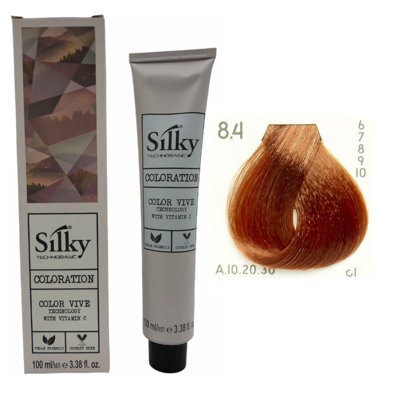 Silky Tinte de Pelo n 8-4 Rubio Claro Cobrizo 100 ml