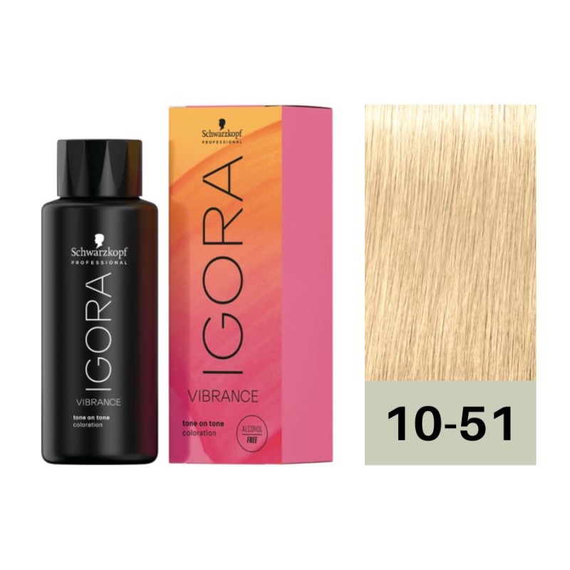 Schwarzkopf Igora Vibrance 10-51 Matizador Suave Dorado ceniza 60 ml Baño de Color