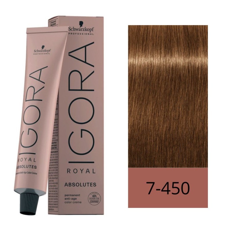 Schwarzkopf Tinte Igora Royal Absolutes 7-450 Rubio Medio Beige Dorado Natural 60 ml