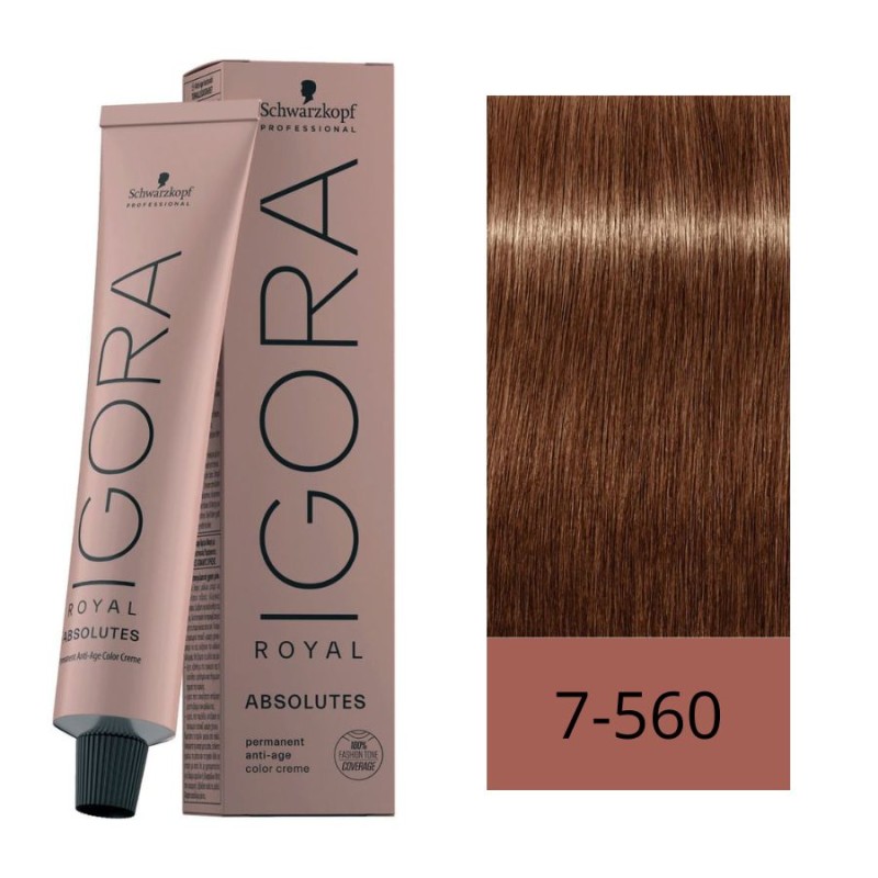 Schwarzkopf Tinte Igora Royal Absolutes 7-560 Rubio Medio Dorado Chocolate Natural 60 ml