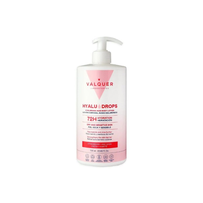 Valquer Hyalu Drops Loción Corporal Hidratante Fresa y Karité 700 ml