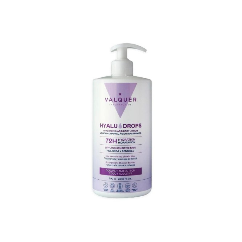 Valquer Hyalu Drops Loción Corporal Hidratante Coco y Algodón 700 ml