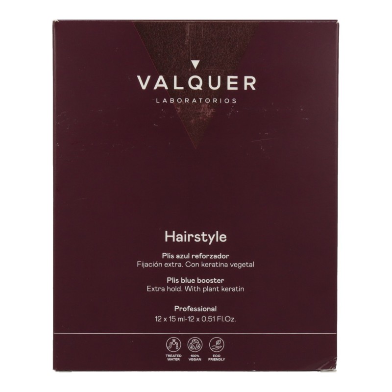 Valquer Hair Style Plis Blue Booster Ampollas Capilares Volumen 12 Unds 15Ml