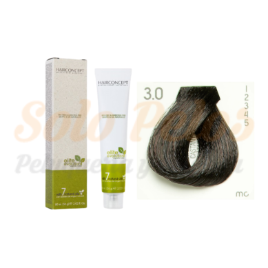 Hairconcept Tinte Sin Amoniaco ni PPD 3-0 Castaño Oscuro Natural 60 ml Elite Evolution Organic Color