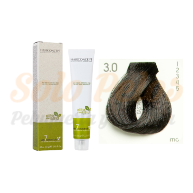 HAIRCONCEPT ELITE EVOLUTION ORGANIC COLOR (SIN AMONIACO NI PPD) 3-0 CASTAÑO OSCURO NATURAL 60 ML