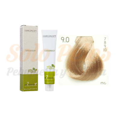 Hairconcept Tinte Sin Amoniaco ni PPD 9-0 Rubio Extra Claro Natural 60 ml Elite Evolution Organic Color