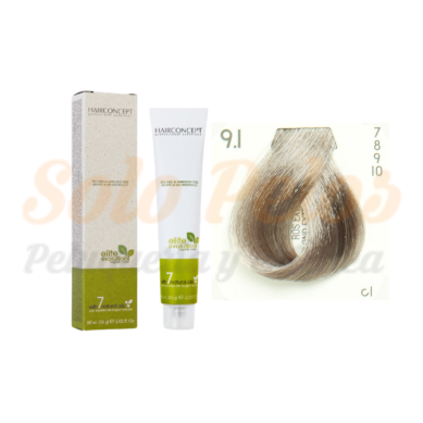 HAIRCONCEPT 9-1 rubio extra claro ceniza ELITE EVOLUTION ORGANIC COLOR (SIN AMONIACO NI PPD) 60 ml